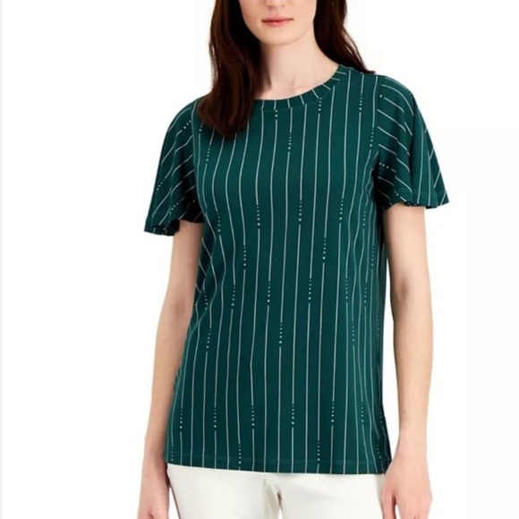 Alfani Size XL Women’s Green Flutter Sleeves New Without Tags - Picture 1 of 8